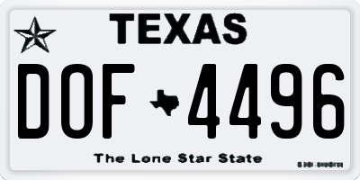 TX license plate DOF4496