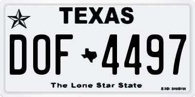 TX license plate DOF4497