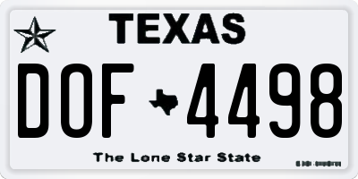TX license plate DOF4498