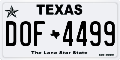 TX license plate DOF4499