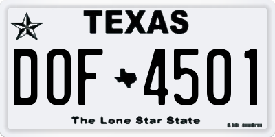 TX license plate DOF4501