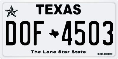 TX license plate DOF4503