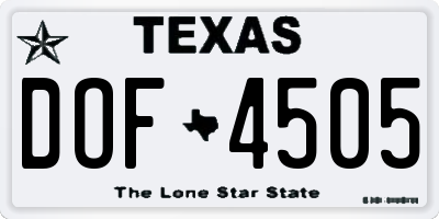 TX license plate DOF4505