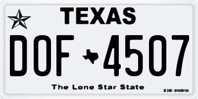 TX license plate DOF4507