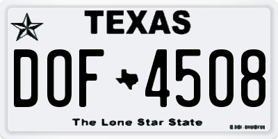TX license plate DOF4508