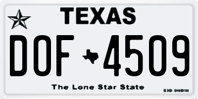 TX license plate DOF4509
