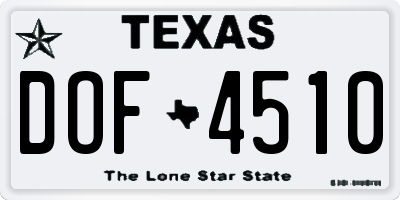TX license plate DOF4510