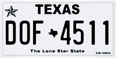 TX license plate DOF4511
