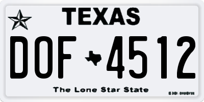TX license plate DOF4512