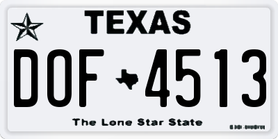 TX license plate DOF4513