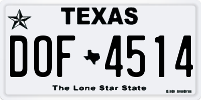 TX license plate DOF4514
