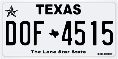TX license plate DOF4515