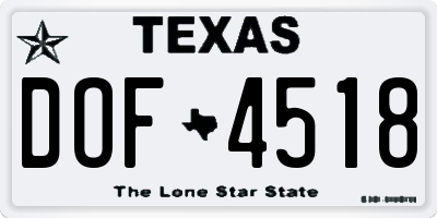 TX license plate DOF4518