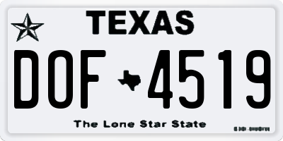 TX license plate DOF4519