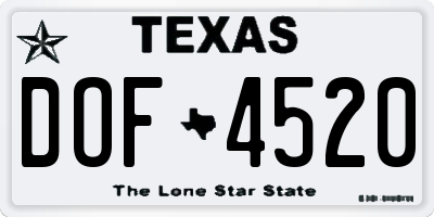 TX license plate DOF4520