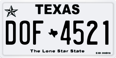 TX license plate DOF4521