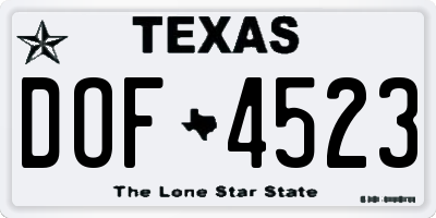 TX license plate DOF4523