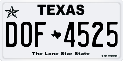 TX license plate DOF4525