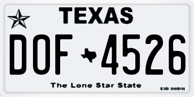 TX license plate DOF4526