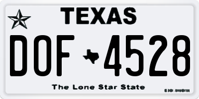 TX license plate DOF4528