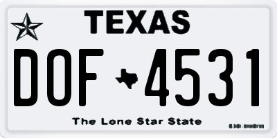 TX license plate DOF4531