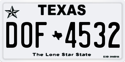 TX license plate DOF4532