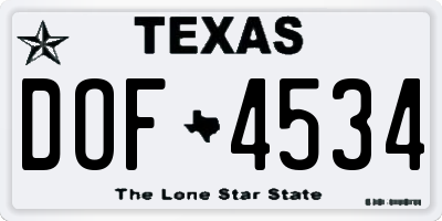 TX license plate DOF4534