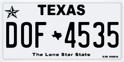 TX license plate DOF4535