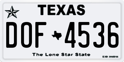 TX license plate DOF4536