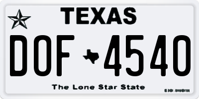 TX license plate DOF4540