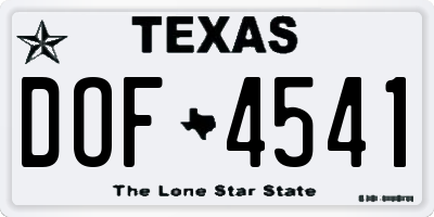 TX license plate DOF4541
