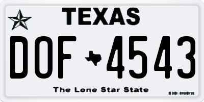 TX license plate DOF4543