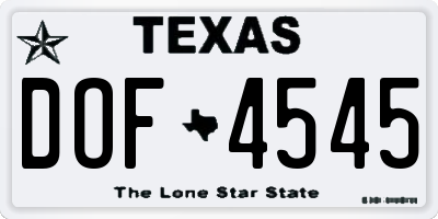TX license plate DOF4545