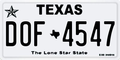 TX license plate DOF4547