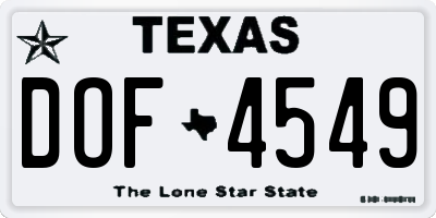 TX license plate DOF4549