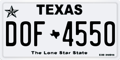 TX license plate DOF4550