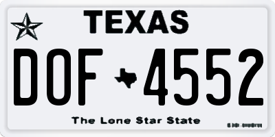TX license plate DOF4552