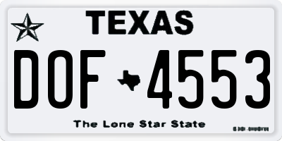 TX license plate DOF4553