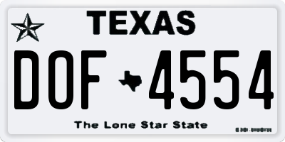 TX license plate DOF4554