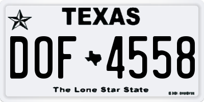 TX license plate DOF4558
