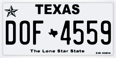 TX license plate DOF4559
