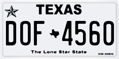 TX license plate DOF4560