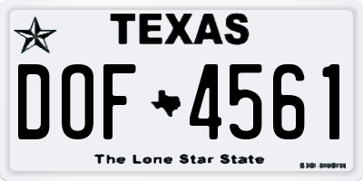 TX license plate DOF4561