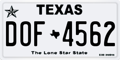 TX license plate DOF4562