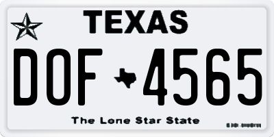 TX license plate DOF4565