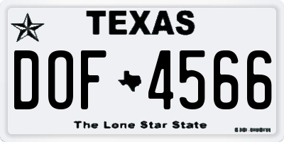 TX license plate DOF4566