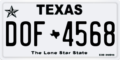 TX license plate DOF4568