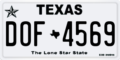 TX license plate DOF4569