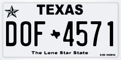 TX license plate DOF4571
