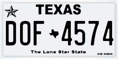 TX license plate DOF4574